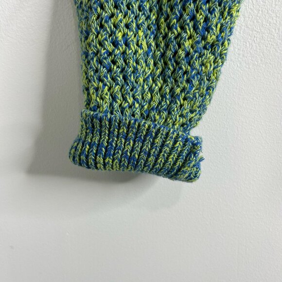 Stussy 2 Tone Loose Gauge Sweater Mens L Green Blue Marled Waffle Chunky Knit - Picture 3 of 10